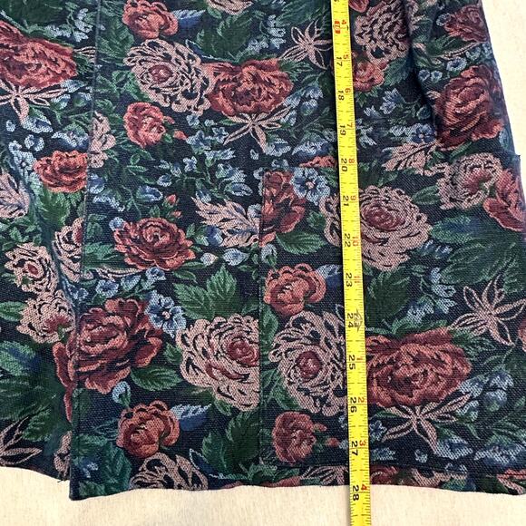 Handmade Floral Print Denim Dark Cabbage Rose Woman’s Jacket Very Good Condition - Picture 9 of 9